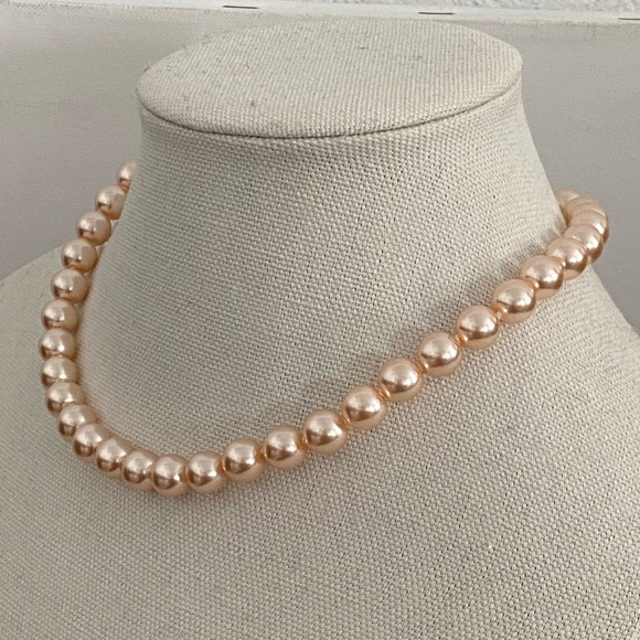 1980s faux pearl imitation champagne pearls earring necklace set - Picture 6 of 11
